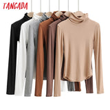 Women 2020 Fashion Solid Crop Turtleneck Knitted Sweater jumper big strethy Slim Pullovers Chic Tops
