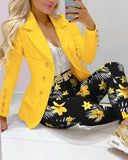 2023 Women's Pant Sets Formal Business Double Breasted Blazers Jacket Pants 2 Piece Set Solid Elegant Ladies Pant Suits