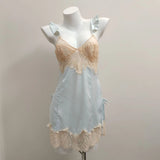 Fongt Sexy Pajamas Women Pure Breeze Summer Thin Ice Silk Lace Spring And Autumn Breast Sling Aja Crootype Home Clothes