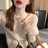 Fongt And Winter Knitwear With A Thin White Cardigan Coat With A Slim Long-Sleeved Sweater Jacket-Outfit