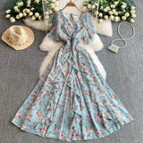Fongt Crumlore Spun Dress Summer New Waists Thin Temperament Orange Trussed French Retro Punut Fairy Dress