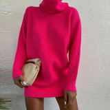 Ribbed Women's Turtleneck Sweater Loose Cashmere Casual Ladies Pullover Jumpers 2022 Winter Long Sleeve Female