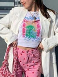 Dragon Print Crop Top-Outfit