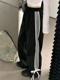 Black Striped Bow Cargo Pants-Outfit