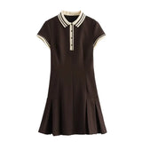 Fongt Women's Clothing 2025 Autumn Dress New Women's College Style Style Temperament Short Sleeve