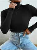 Turtleneck Ribbed Knit Sweater-Outfit