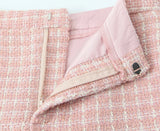 Pink Plaid Tweed Jacket And Shorts Set-Outfit