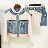 Fongt New Thousand Bird Cowboy Splicing Loose Side Baseball Uniform Jacket Jacket