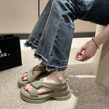 Wind Sandal 2024 Summer New Small Platform Platform Beach Shoes Advanced Sense With Skirt Roman Shoes-Outfit