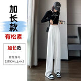 High Sense Suit Pants Female Spring And Summer High Waist Down Small Thin Black Straight Pants Narrow Version Wide Leg Pants-Outfit