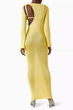 Ribbed Hollow Out Bralette Long Sleeve Maxi Dress-Outfit