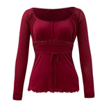 Red Long Sleeve Top with Lace