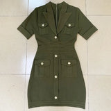 STREET Newest 2022 Designer Runway Fashion Women's Short Sleeve Notched Collar Lion Buttons Knitted