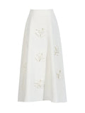 Fongt Sense A Word Skirt 2024 Summer New Fashion Three-Dimensional Flower Splicing High Waist Versatile Long Skirt Woman-Outfit