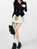 Vintage Two Piece Set Women Japanese Short Blazer Coat+mini Skirt Suit Female Casual Korean Fashion Sexy Kawaii Set