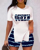 Fongt Women's Fashion Trend Two-Set Printed Short-Sleeved