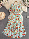 Fongt New Seaside Holiday Dress Women Spring And Autumn 2025 New Sexy V Receive Lanky Models
