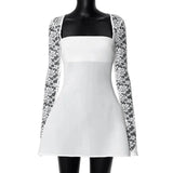 Lace Long Sleeve Mini Dress-Outfit