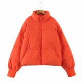 Stand-up Collar Zipper Pocket Padded Jacket-Outfit