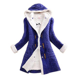 Women Casual Knit Ox Horn Button Coat Long Sleeve Sweater Cashmere Thick Warm Hooded Cardigan Coat Solid Comfy Knitwear Coat-Outfit