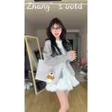 Fongt Gray Round Collar Small Fragrant Knitted Top Woman 2025 Spring Small Man Super Fire Single Special Coat Thin
