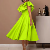 Fongt Women's Summer Fashion Temperament Lotus Leaf Side Banquet Dress Dress Dress Dress Dress Dress Dress