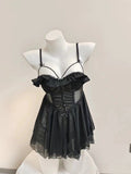 Fongt Pajamas Girls Summer 2025 New Small Slings With Thin Back Transparent Pure-Style Pyjamas Suit