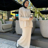 Fongt 2025 New Women's Solid-Color Hooded Knitwear Set