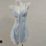 Fongt Summer New Sexy Dingy Casual Plus Chest Mat Gathering Sling Pyjamas Smeared Empty Burst Pyjamas Thin