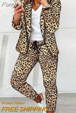 Women Office Jacket Top And Pants Print Suit Casual Office Female Pants Two Piece Set Elegant Slim Fit Long Pants Matching
