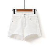 Trend Women's Summer Denim Shorts High Waist High Elastic Fashion Two-Button Buttocks Hot Pants-Outfit