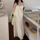 Fongt Industry!Weaving Splicing Splicing Design Niche Thin Gentle Comfortable Sling Dress / Sling Coat