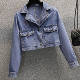 Women Autumn Two Piece Set Korean Casual Long Sleeve Denim Jacket And Irregular Mesh Patchwork Dress Set