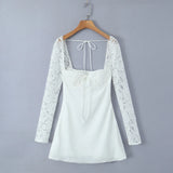 New Lace Sleeve Steel Support Slim Mini Dress In Autumn-Outfit