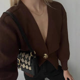Fongt And Winter New Shaped Button Sweater Top Fashion Casual Simple Sense V-Neck Knitwear