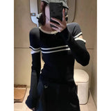 Fongt Round-Necked Long-Sleeved Knitted Shirt Women Autumn 2024 New Slimming