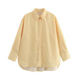 Fongt Women's ZA Temperament Spring New Temperament Commute Loose Striped Shirt
