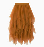 Fongt Mesh Dress Women's Long Mid-Term 2025 Spring New Yarn Skirt High-Waisted Thin Skirt 8063