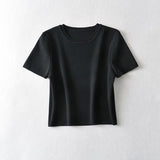 Women Fashion Contract Knit Sweater Vintage O Neck Short Sleeve Female Pullovers Chic