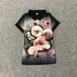 Summer New Floral Short Sleeve Vintage Blouse Turn Down Collar Shirt Blusas Feminino Ladies Blouses Womens