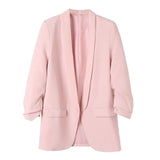 Spring Style Pleated Sleeve Sag Urban Leisure Candy Color Women's Suit Coat-Outfit
