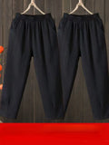 Fashion Woman Pants Casual Cotton Linen Harem Pants LOOSE Solid Ankle-Length Pants Elastic Waist Women's Summer