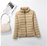 Spring And Autumn Winter Light Down Jacket Female Pure Color Standing Collar Slim Plus Large Size Short Coat Tide Direct Sales-Outfit