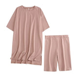 2021 Summer Women's Set 95% Cotton Suit Oversized Sets Long T-shirt Legging Shorts Suits High Quality