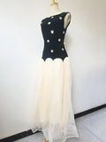2025 Summer New Splicing Dress Femininity Elegant Three-Dimensional Flowers Sleeveless High-Waisted Long Dress