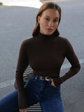 High Collar Bottom Shirt 2024 Autumn And Winter New Temperament Elegant Slim Warm Long Sleeve Inside The Sweater-Outfit