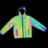 2024 Fashion Fish Scale Dazzling Reflective Jacket Men's Casual Colorful Luminous Jacket-Outfit