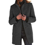 Fongt Autumn And Winter Women's New Ebay Retro Solid Color Button Collar Hair