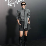Fongt The Autumn Of 2025, The New Women's Clothing Jennie Is The Same Casual Commuting Long-Sleeved Blouse High-Waisted Loose Shorts