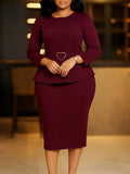 Fongt Women's 2025 New Fashion Round-Neck Temperament Tongle OL Pencil Skirt African Dress